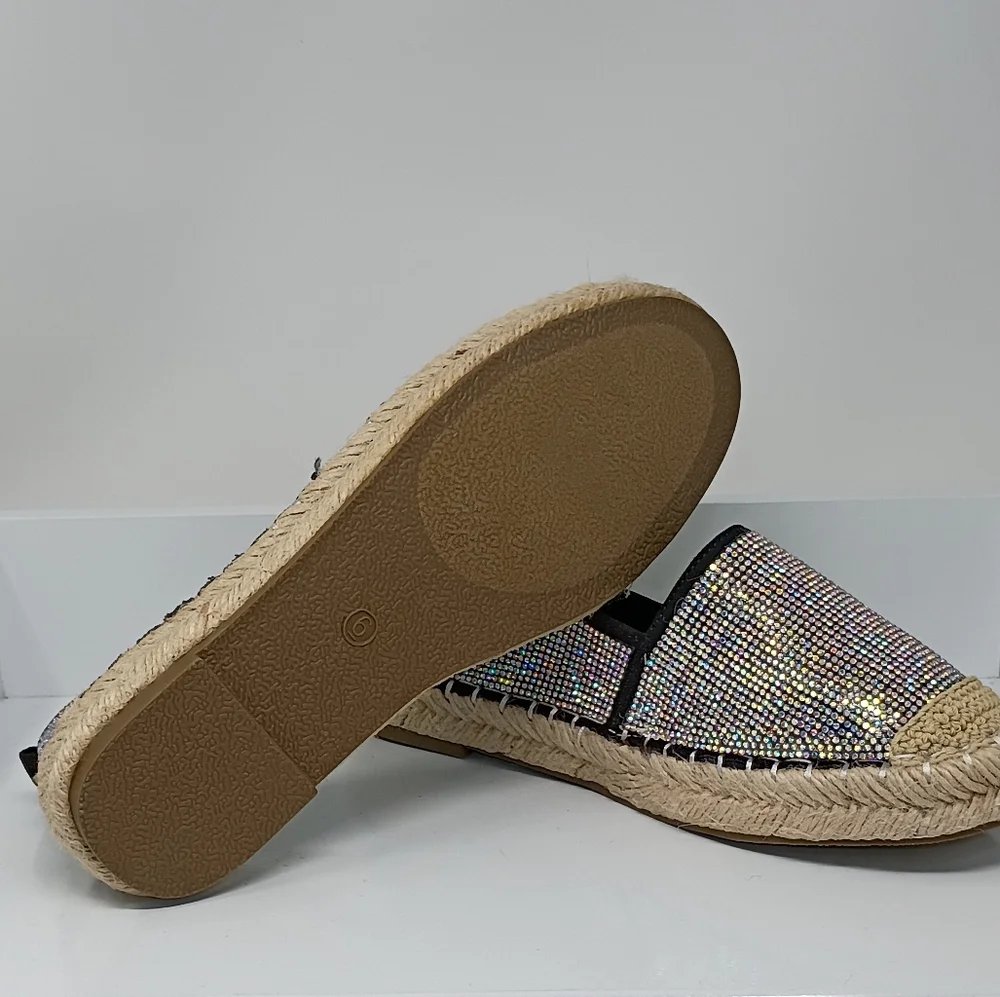 Cape Robbin® For Anthropologie Black and Tan Espadrille Flats with Rope Sole